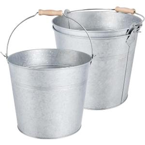 OBTANIM 3 Pack 8 Quart Galvanized Metal Buckets Champagne Drink Cooler Storage Ice Pails with Handle for Plants, Succulents, Party Favors Organizing Home Parties Bar Cooling Supplies