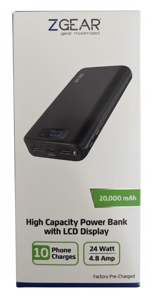 ZGEAR 20,000 mAh High Capacity Power Bank With LCD Display