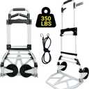 350LBS Folding Hand Truck Dolly Cart, Aluminum Portable Cart Heavy Duty Utility Dolly Trolley with Swivel Handle, Telescoping Handle, Elastic Cord, 7-inch Big Wheels for Home, Shopping, Office