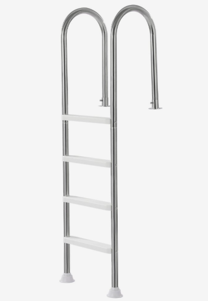 VEVOR Swimming Pool Ladder, 4-Step Double Handrails Stairs with Non-slip Heavy Duty Steps, Stainless Steel Load Capacity 120 kg, for 1371.6 mm Inground Pools with Mounted Deck Board Indoor & Outdoor