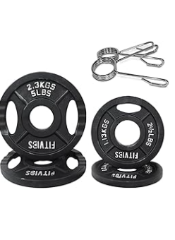 Signature Fitness Olympic Cast Iron Plate for Strength Training and Weightlifting, Pairs, Sets or Set with Barbell
2 pack 2.3 kg' 2 pack 1.3kg