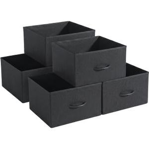 6 Pack Drawers For Fabric Dresser, Collapsible Non-Woven Storage Cubes With Handles, Closet Wardrobe Clothes Blanket Organizer Bins, Bedroom Space Saving Non-Washable Dresser Drawers, Black