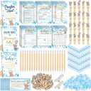 Sherr 476 Pcs Bear Baby Shower Games 6 Sets Activities Cards Pacifier Hunt Game 50 Pacifiers How Big is Mommy's Belly Sign 50 Guessing Cards 2 Measuring Tape Don't Say Baby Sign 50 Clothespin (Blue)