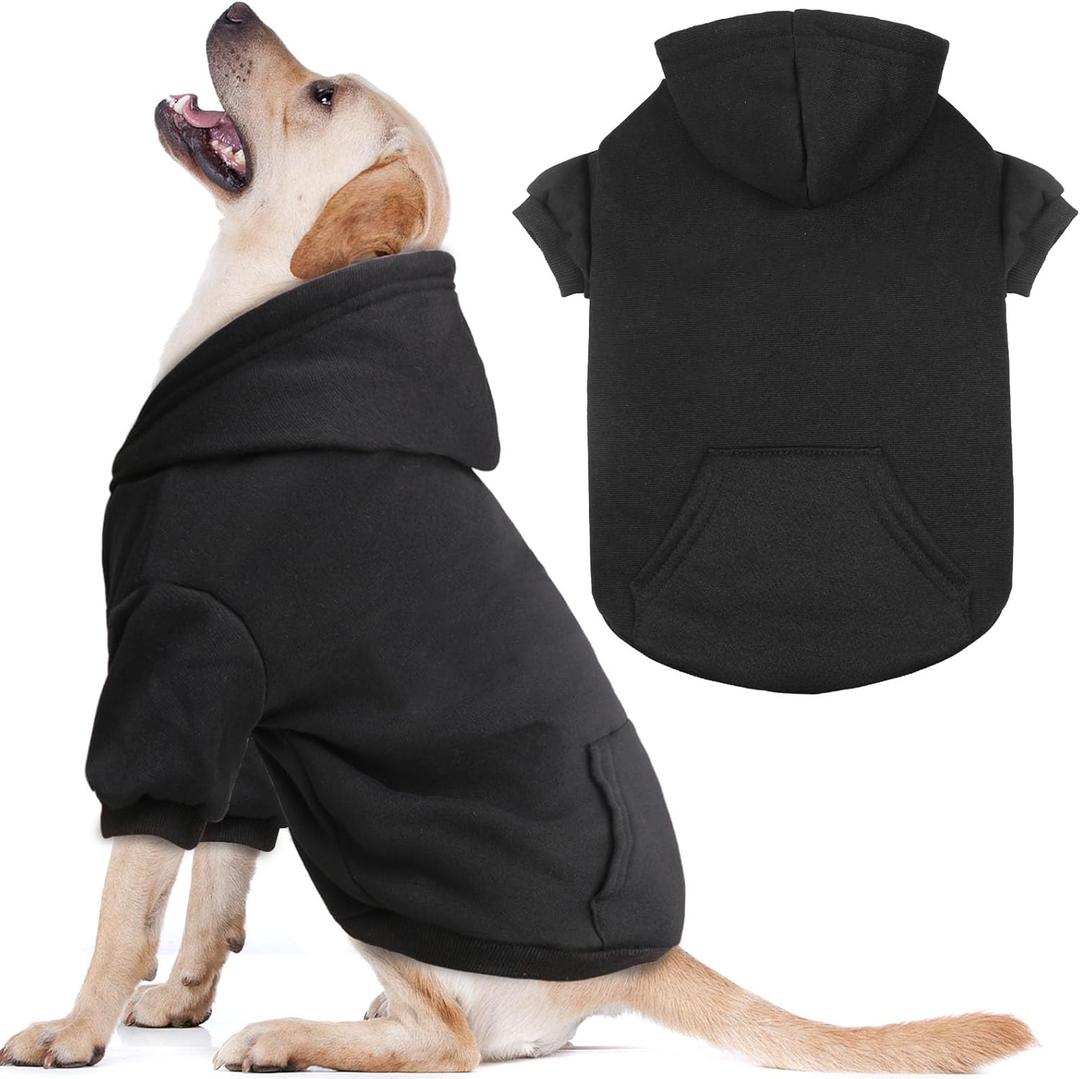 Dog Sweaters for Large Dogs Dog Hoodie Fleece Pet Sweater Soft Clothes Sweatshirt with Pocket Pet Hoodie for Large Dogs, Black, Large