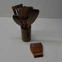 9 Piece Natural Teak Wooden Kitchen Utensil Set with Spoon Rest - Comfort Grip Cooking Spoons and Utensils Holder