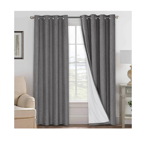 H.VERSAILTEX Linen Blackout Curtains 84 Inches Long 100% Absolutely Blackout Thermal Insulated Textured Linen Look Curtain Draperies Anti-Rust Grommet, Energy Saving with White Liner, 2 Panels, Grey