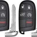 Vurkcy 5-Button Key Fob Replacement for 2014-2022 Jeep Grand Cherokee, 433 MHz, Plastic + Metal, 2Pcs