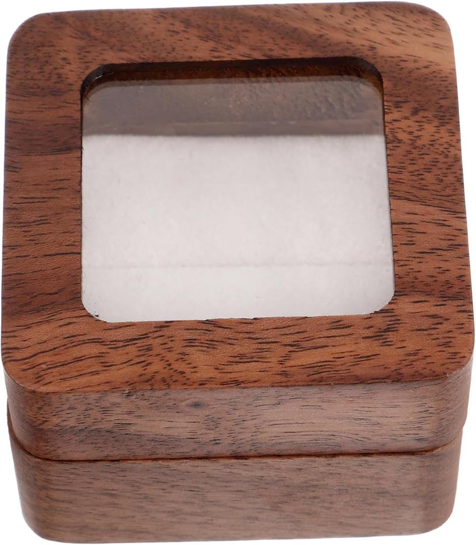 LIFKOME Solid Wood Ring Box Small Decorative Jewelry Holder for Wedding Ceremony Proposal Compact Lightweight Portable Design with Capacity for Rings Earrings