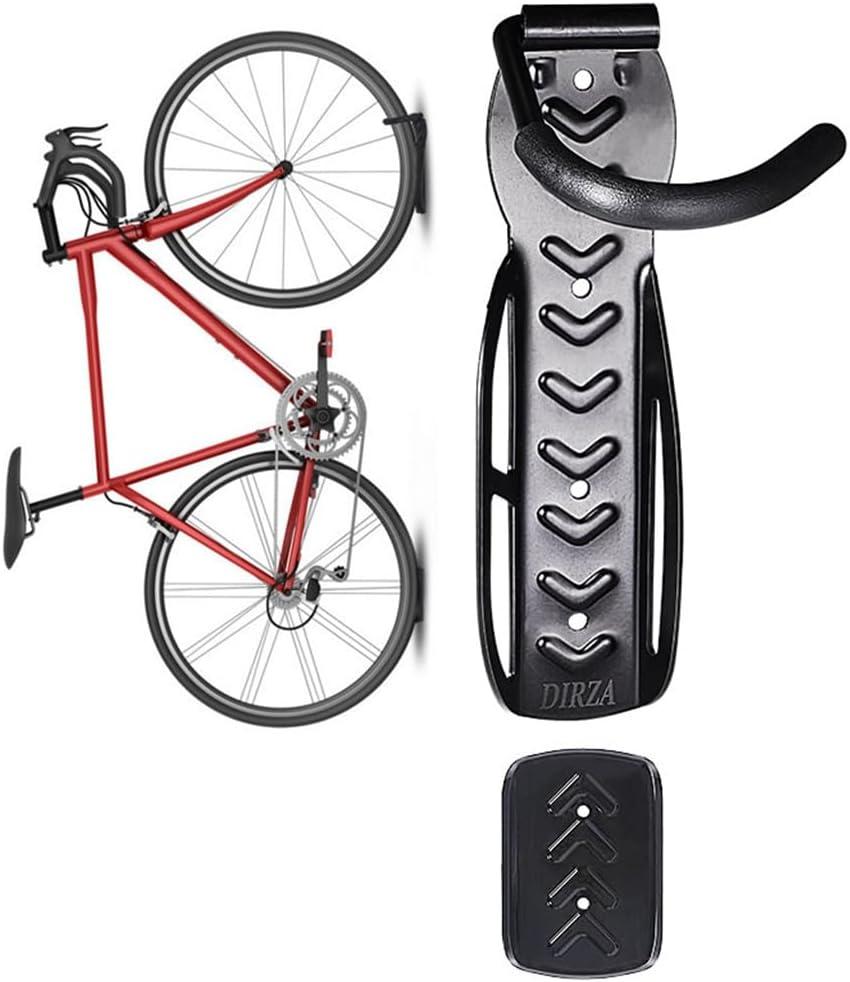 Dirza Bike Wall Mount Rack with Tire Tray - Vertical Bike Storage Rack for Indoor,Garage,Shed - Easy to install - Great for Hanging Road,Mountain or Hybrid Bikes - Screws Included - 1 Pack