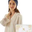 100% Mulberry Silk Bonnet for Sleeping, Elastic Band Night Cap for Women, Breathable Hair Wrap for Hair Protection (Navy Blue)