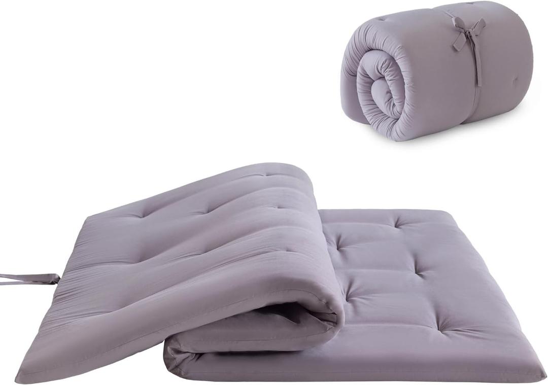 Japanese Floor Mattress, Futon Mattress Twin Size 39"x 80", 2.56" Thicken Tatami Mattress, Portable Foldable Floor Bed, Roll Up Futon Cushion, Suitable for Camping Guest Room Dormitory (Grey) (Twin(80"L x 39"W x 2.56"Th))