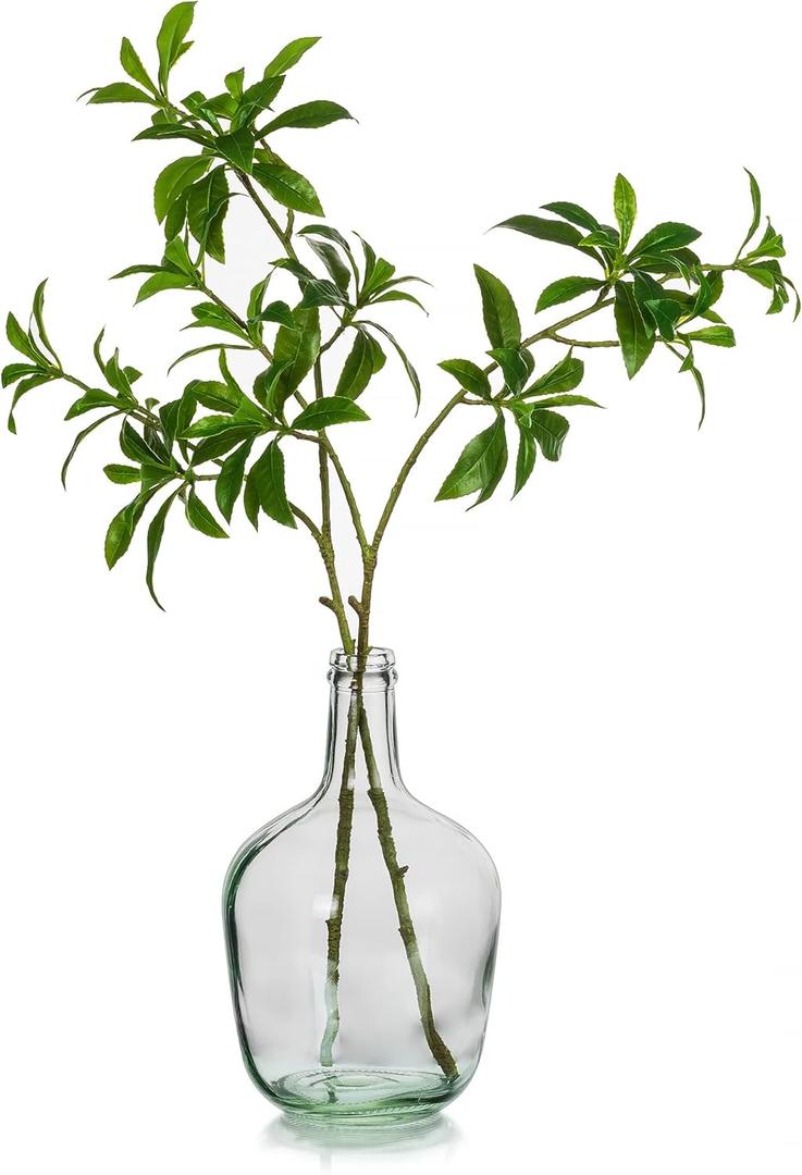 Hewory Large Glass Vase for Decor, 12in Clear Tall Farmhouse Decorative Floor Vase, Round Bubble Balloon Glass Jug Vases for Coffee Table Fireplace Mantel Entryway Living Room Bedroom Kitchen