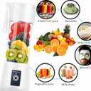 Portable Blender Cup, Electric USB Mini Juicer Blender for Shakes and Smoothies, 380ml, 6 Stainless Steel Blades, Rechargeable, Lightweight, Black, Ideal for Travel & Gym (White)