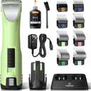 Dog Grooming Kit, 4 in 1 Pet Clippers for Grooming Supplies, Cordless Dog Paw Trimmer Nail Grinder, Professional Long Hair Shaver for Matted Hair Cat Small Dogs Thick Coats (Green)