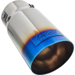 DC Sports Polished Stainless Universal Bolt On Exhaust Tip 2.87" Inlet / 3.5" Outlet / Slant-Cut / Titanium Flare | EX-1025