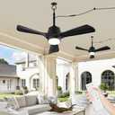 ZIMOFLL 42" Gazebo Fans Outdoor Hanging with Remote Waterproof,Outdoor Ceiling Fan for Patios with Light, Plug in Cord Outlet Hook Wet Rated for Outside Porch, Pergola-Black+20" Downrod