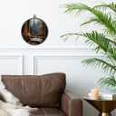 Giosve Vintage Moody Fall Rainy Round Wall Art Canvas Framed Poster, Dark Academia Moody Autumn Bookish Hanging Wall Sculptures for Home Bedroom Reading Room Library Decor, 10x10 Inch