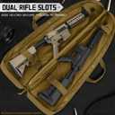 DULCE DOM Double Rifle Case, 38 42 44 inch Soft Gun Tactical Bag for Shooting Range, Movable Divider for 1 or 2 Gears, Multiple Magazine Pouches & Accessory Bags (Khaki, 38'')