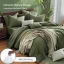 Monbix Queen Comforter Set - 7 Pieces Cationic Dyeing Olive Green Bed in a Bag Queen Bedding Sets with Comforter, Sheets, Pillowcases & Shams, Reversible Bedding Comforters Sets