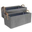 Dayard Fabric Storage Bins with Metal Frame, Large Storage Baskets for Closet Organizing, Rectangle 2-Pack, Grey