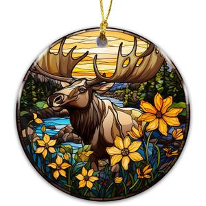 3 x Moose Ornament 2025  Wildlife Christmas Ornament, Rustic Mountain Scene Decoration, Nature Lover Gift, Cabin Dcor, Elk Hunter Ornament, Outdoor Adventure Forest Animal Keepsake for Tree or Home