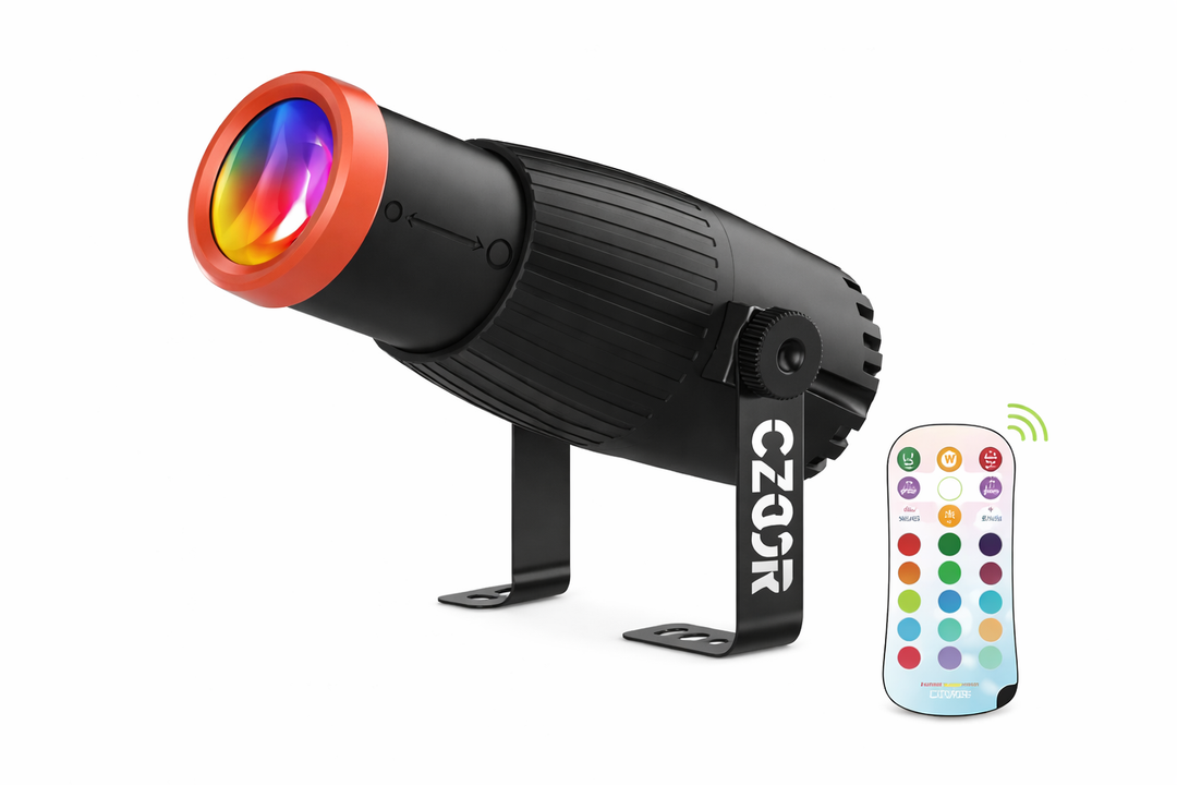 18W Pinspot Light, RGBW Mirror Disco Ball Spotlight with Remote Control, Manual Focus 4 in 1 LED 16 Light Colors, Super Bright Stage Lighting for Party Club Bar Wedding, Modern Orange