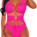 Sovoyontee Women's Sexy One Piece Swimsuits Cheeky Bikini Bathing Suit (Large, Bright Rose Red)