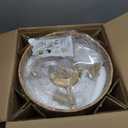 Handwoven Boho Ceiling Fan with Light,Rattan Caged Ceiling Fans with Lights and Remote Control Flush Mount Low Profile Enclosed 6 Speeds Fandelier for Bedroom,Living Room,Dining Room,4-Light