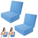 MABOZOO 2 Pcs Foldable Hot Tub Booster Seat, Adjuatable 2 Heights Extra Thick Hot Tub Pillow Bath Seat with Back Support Cushions, Washable Bathtub Cushion for Indoor Outdoor (Blue)