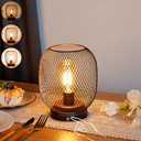 JHY DESIGN Dimmable Touch Bedside Table Lamp Rechargeable Battery Powered Lamp with LED Bulb Cordless Accent Lamp for Weddings Parties Patio Events for Indoors Outdoors(Metal Base, Bronze Round)