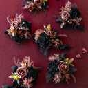 Ling's moment 6pcs Wedding Wrist Corsage Artificial Flowers, Girl/Mother Homecoming Prom Corsages Wristlet Halloween Dcor, etc. Black Gothic Burgundy
