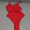 Sexybody Women Sexy Thong One Piece Swimsuits Cheeky V Neck Bathing Suit Slimming High Cut Backless Swim Suits (Red, S)