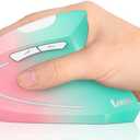 Lekvey Ergonomic Mouse, Vertical Wireless Mouse, Rechargeable 2.4G Optical Carpal Tunnel Mice with USB Receiver: 1000/1200 / 1600 DPI, 6 Buttons, for Laptop, Computer, PC, Desktop, Pink Green