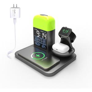 3 in 1 Wireless Charging Station,Wireless Charger Compatible with iPhone 16/15/14/13/Pro/Max/XS/Plus.for Apple Watch,Charging Dock for AirPods with Digital Alarm Clock and Night Light (Y21)