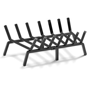 24" Fireplace Grate, Solid Steel Firewood Burning Rack, Heavy Duty Fire Grates, Matt Black Fireplace Rack, 7-Bars Fireplace Log Grate Holder 2 Pack