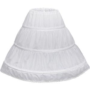 Abaowedding Girls' 3 Hoops Petticoat Full Slip Flower Girl Crinoline Skirt (10-11, White)