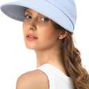 Sun Hats for Womens Wide Brim Visor UV Protection Dual Purpose Hat for Beach Summer Packable Cap (Blue, S)