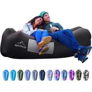 AlphaBeing Inflatable Lounger Beach Chair Accessories, Air Sofa Hammock Inflatable Couch for Camping Backyard Lakeside with Compression Sacks, Ideal Outdoor Gifts for Adults (BLACK)