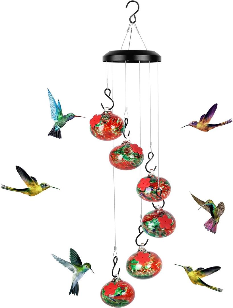 Headak Life Charming Wind Chimes Hummingbird feeders for Outdoors Hanging ant and bee Proof,Never Leak,Perfect Garden Decor for Outside