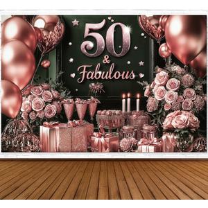 IndoTribe 50 and Fabulous Rose Gold Happy Birthday Banner 6x4ft 50th Birthday Decorations for Women Happy 50th Birthday Backdrop for Women 50 and Fabulous Birthday Decorations IndoTribe 50 and Fabulous Rose Gold Happy Birthday Banner 6x4ft 50th Birthday Decorations for Women Happy 50th Birthday Backdrop for Women 50 and Fabulous Birthday Decorations