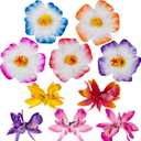 Hawaiian Flower Hair Clips, 10 Pcs Colorful Hibiscus Orchid Floral Hairpin, Summer Tropical Flower Barrettes, Hawaiian Hair Accessories for Hawaii Vacation Beach Pool Party Photo Props