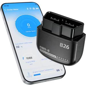 B26 Bluetooth OBD2 Scanner for iOS & Android - Subscription-Free Engine Code Reader, 2026 Upgraded Engine Diagnostic Tool, Reset Check Engine Light for Temporary & Pending Faults