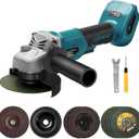 Angle Grinder, 4inch Cordless Angle Grinder, 18V/21V Grinder with 9 Grinding Wheels, 12000RMP Power Grinder Compatible with Makita Battery, Cutting/Deburring Grinder Tool (Battery sold Separately)