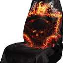 Waterproof Car Seats Covers Skull Style - Universal Car Seats Cushion for Sedan SUV Truck Front OR Back Seat - Anti-Slip Auto Seats Protector Suit for After Yoga Gym Biking Running Workout Sport (Printed Flaming skull)