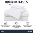 Amazon Basics 4 Piece Bed Sheet Set, 100% Cotton Jersey, Includes Super Soft, Flat and Fitted Sheets, Pillowcase, King, White, Solid