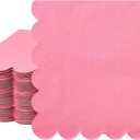 Fuutreo 100 Pcs Scalloped Cocktail Napkins Thick Paper Disposable Party Napkins Beverage Tissue for Wedding Dinner Birthday Supplies, 5 x 5 Inches(Rose Red) (Rose Red)