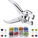 Honoson 3/16 Inch Grommet Tool Kit Eyelet Plier Set Hole Punch Grommet Hand Press Pliers with 200 Pieces of Eyelets for Shoes Clothes Bags(Multicolor)
