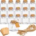 BLUE PANDA 15 Pack Small Glass Bottles with Cork Stoppers - Mini Jars with Cork Lids, Twine, and Blank Tags for Crafting & Spices - Small Bottles 1.7 Oz (50ml)