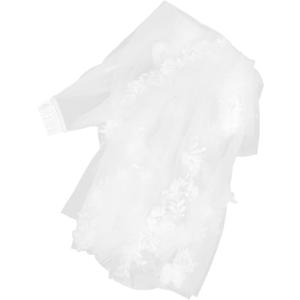 KESYOO Double Layer Bridal Veil with Pearl and Flower Lace, White Wedding Veil with Metal Comb, Handmade 3d Floral Design for Bride, Bridal Shower and Wedding Accessory