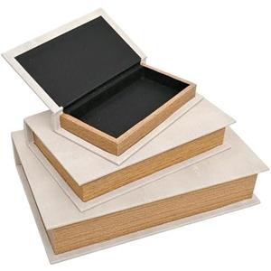 DECOR4SEASON Modern Faux Shagreen Leather Decorative Book Boxes Set of 3 - Wooden Book Shaped Hidden Storage Boxes for Home Decor, Coffee Table, Shelf Organizer, Secret Storage (13",10",8")